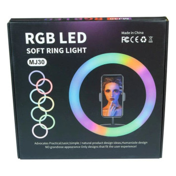 Кільцева RGB лампа LED MJ30 30cm із тримачем телефону (30шт) GT-145