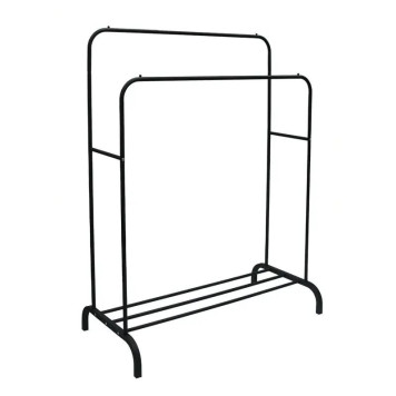 Подвійна стійка вішалка для одягу Double floor Hanger з полицею для взуття (6)-1